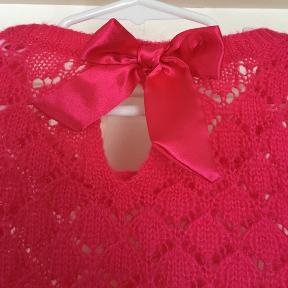 Cherokee Girls M 6/8 open knit sweater w/satin bow - Picture 4 of 7